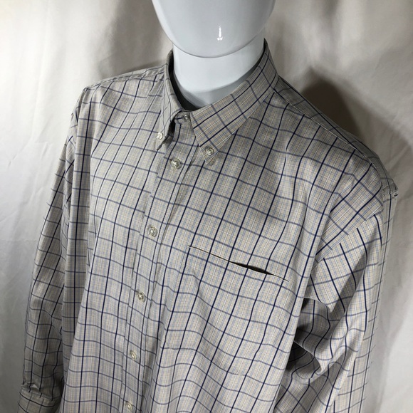 Izod Men’s 80’s 2 Ply Oxford Plaid Long Sleeve Dress Shirt - Picture 2 of 7